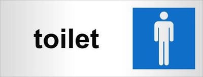 Aluminium deur tekstbordje bedrukt met tekst toilet man met logo - 130 mm x 50 mm x 0,5 mm - Deur tekstbordje heren toilet - Promessa-Design.