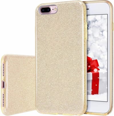 LuxeBass Hoesje geschikt voor Apple iPhone 7/8 Plus - Glitter hoes - Siliconen hoesje - Kunststof - Soft cover - Goud - telefoonhoes - gsm hoes - gsm hoesjes