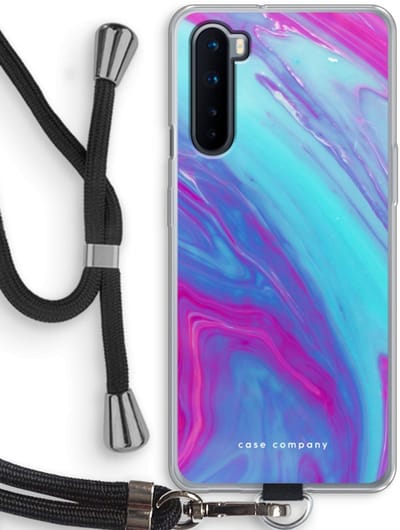 Case Company® - Hoesje met koord geschikt voor OnePlus Nord hoesje met Koord - Zweverige regenboog - Telefoonhoesje met Zwart Koord - Bescherming aan alle Kanten en Over de Schermrand