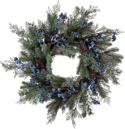 by Mooss - Krans - Kerst - Kerstkrans - Blauwe Bes - Dennenappel - Ã˜ 60 cm - Kunst