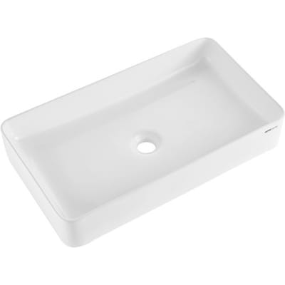 VEVOR Rechthoekige wastafel, 61 x 35 cm, wastafel voor op het aanrecht, witte keramische wastafel, moderne stijl, helder en elegant, goed verpakt voor badkamer, hotel, toilet, camper