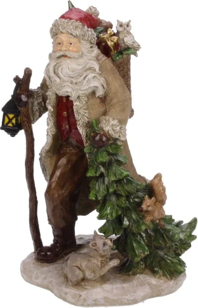 kerstman met dieren en kerstboom - kerst - Christmas - Meander - polystone - polyraisin - kerstpop - beeld