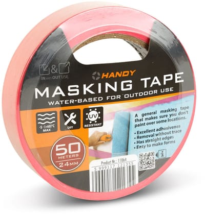 Afplaktape Roze 50 m × 24 mm – Watergedragen Maskingtape Van Washi Papier – UV-Bestendig Tot 28 Dagen – Voor Gevoelige Oppervlakken Binnen En Buiten [11064]