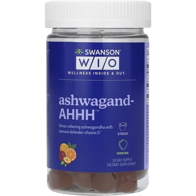 Swanson WIO, ashwagandha-ahHH, fruit de la passion-orange, 60 gommes
