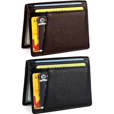 Étui pour Cartes de Crédit en Cuir Ultra Fin Porte-Cartes Portefeuille de Protection pour Cartes avec Fenêtre d'ID black