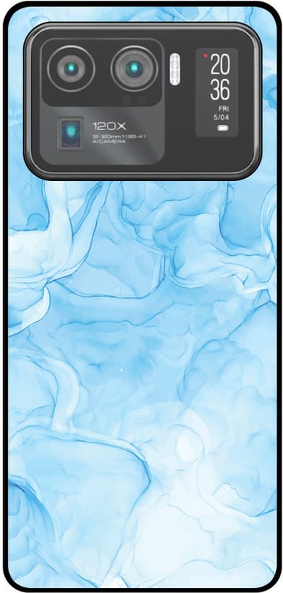 Smartphonica Telefoonhoesje Geschikt voor Xiaomi Mi 11 Ultra met marmer opdruk - TPU backcover case marble design - Lichtblauw geschikt voor Xiaomi Mi 11 Ultra