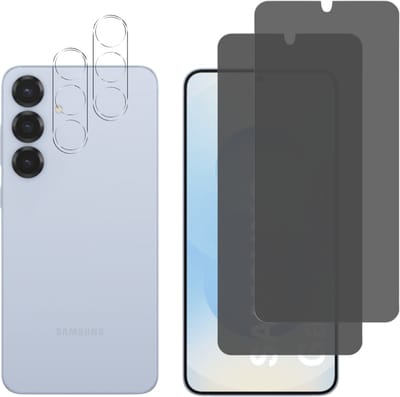 Screenprotector geschikt voor Samsung Galaxy S25 Plus - 2 stuks Beschermglas Privacy Glas Screenprotector van glazen schermbeschermfolie + 2 stuks Camera Protector