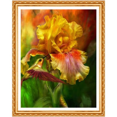 DIY Diamant Schilderen Kruissteek Vuurgodin Bloemen Handwerken Home Decor Kunst Volledige Ronde Diamant 20X30CM yellow