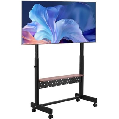 VEVOR Rollende TV-standaardwagen voor schermen van 1397-2540 mm, in hoogte verstelbare draagbare monitorstandaard met plank tot 92,99 kg voor woonkamer, slaapkamer, kantoor (max. VESA 800 x 600 mm)