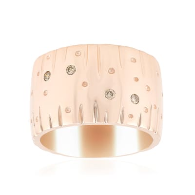 Cavill - Brede Zilveren Ring 925 Sterling Zilver Rosé Verguld - 4 I1 Argyle Rose de France Diamanten 0,052 ct - Moderne Luxe Damesring 19 mm