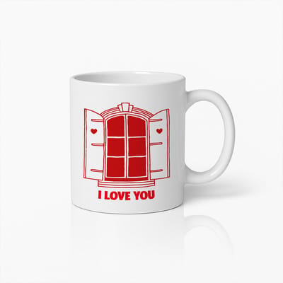 Romantische "Ik Hou Van Jou" Mok met Rood Raam Design | Schattige 330ml Koffiebeker | Cadeau voor Valentijnsdag, Jubileum of Geliefden