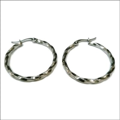 Aramat Jewels | Oorringen | RVS Gedraaide Oorringen - Dames hoops | Zilverkleurig / 30mm | |2,5mm | Staal | Volwassenen | Verkleurd niet