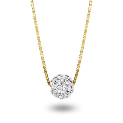 Twice As Nice Halsketting in 18kt verguld zilver, kristallen bol Wit 38cm+5cm