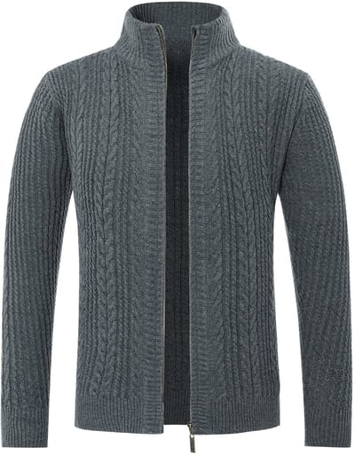 ALLTHEMEN Heren Cardigan met Opstaande Kraag - Gebreide Warme Trui - S