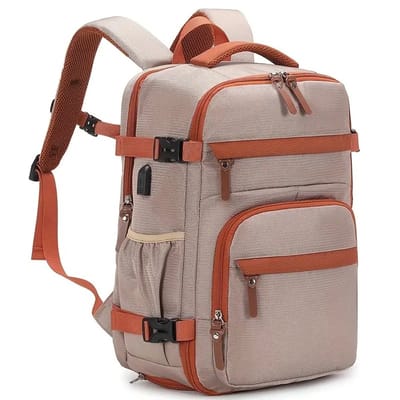 Rugzak Laptoprugzak - Khaki - Schooltas - Waterdichte Rugzak Inclusief Usb Oplaadstation - Reistas - vliegtuigtas - handbagage vliegtuig - Laptop tas 17.3 inch voor dames en heren - schooltas - 36L - Laptop Rugzak