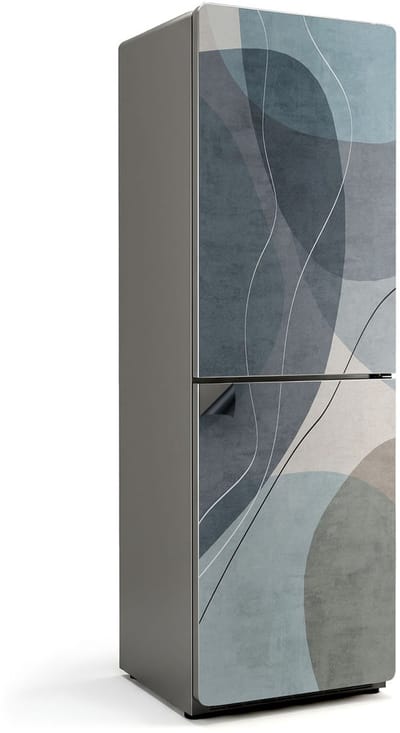 Wallfluent Magnetische Koelkastmat - Abstracte ronde vormen Koelkast Magneet Sticker - 60 cm x 190 cm - Blauw Magnetische Koelkastmat - Koelkast Cover Magneet - Magnetische Koelkastbescherming - Keuken Decoratie Magneet