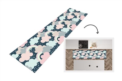 Keukenloper - Loper keuken - Regenboog - Wolk - Regen - Kinderen - Patronen - 200x50 cm - Keukenloper vinyl