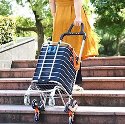 Dailygoods - Inklapbare Multifunctionele Winkelwagen met Wielen - Marineblauw