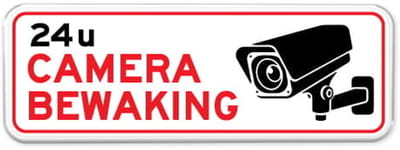 Camerabewaking bord - Weerbestendig Aluminium - 40x15 cm - Bevestiging: Zonder bevestiging (alleen het bord)