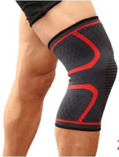 Kniebandage - Knie Brace - Anti Slip Strip - Bescherming - Blessure - Sporten - Rood - Maat L