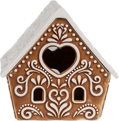 Clayre & Eef Waxinelichthouder Gingerbread house 9x7x8 cm Bruin Porselein