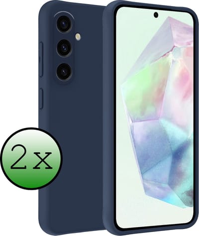 Hoesje 2 Stuks - Geschikt voor Samsung Galaxy A35 - Sterk & Shockproof - Case Siliconen - Back Cover - Telefoon Hoes - Donkerblauw
