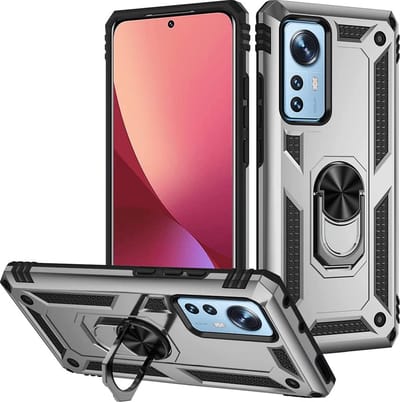 Anti-Shock Hybrid Ring Armor Hoesje Geschikt voor: Xiaomi 12 Pro - zilver