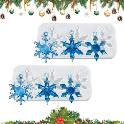 Kerst Silicone Mallen voor het Gieten van Epoxyhars, 2 Stuks met Kerstboom en Sneeuwvlok Ontwerpen voor Creatieve DIY Projecten