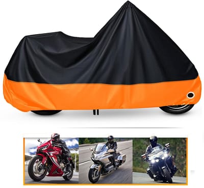 Motorhoes - Scooterhoes - Met slotgat en opbergtas - Waterdicht - Afmetingen: 265*105*125 cm - Geschikt voor binnen- en buitengebruik - Regenbestendig, UV-beschermend en stofdicht - Past op alle scooters en motoren - Zwart en Oranje