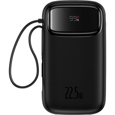 Externe Batterij Baseus Qpow2, 10000mAh, 22.5W, QC + PD, 1 x Lightning - 1 x USB-A - 2 x USB-C, Zwart P10055003113-00