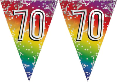 Boland Vlaggenlijn 70 jaar - 3x stuks - 6 meter - glitter folie - slinger - 70e verjaardag versiering