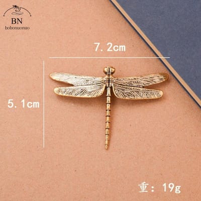 Style Chinois Cuivre Insecte Animal de Compagnie pour Thé Vintage Libellule Figurines Miniatures Bureau Simulation Animaux Ornements Décorations de Maison brown