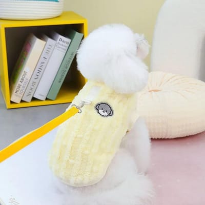 Vêtements pour chien Gilet pour chien en velours corail chaud avec anneau pour laisse Sweat-shirt pour chien Tenues d'hiver pour animaux de compagnie Pull pour chien pour chiot petits chiens chats L