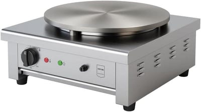 Professionele Crêpe Maker - Pannenkoekenplaat Elektrisch - Grote Keuken - Traploze Temperatuur - 40 cm Plaat - Zilver