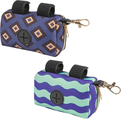 2 stuks hondenpoepzakjeshouders met riemclip en haak, geschikt voor wandelingen met de hond (12*7*6,5 cm)