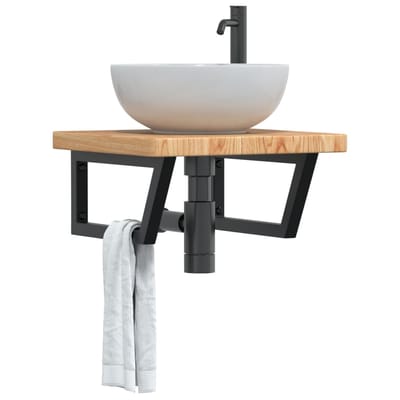 vidaXL - Badkamer - wandschap - staal - en - massief - eikenhout