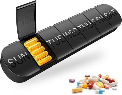 Tabletten Organizer voor Medicijnen, Vitaminen en Visolie - 7 Dagen Pillendoos, BPA-vrij, Waterdicht en Draagbaar