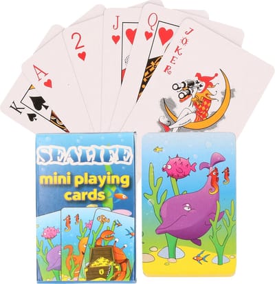 Mini Speelkaarten - zee dieren thema - 6 x 4 cm - karton - 48 kaarten - incl doosje