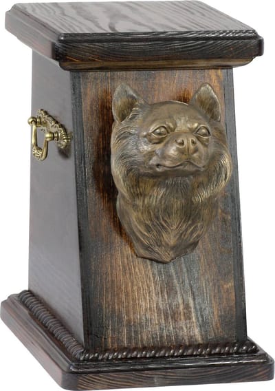 Elegante urn voor hondenas met langharige Chihuahua buste