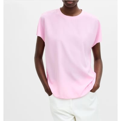 French Connection Crepe Light Crew Neck Top Bubblegum Pink Maat: XS | Blouses Outlet | Dames | Roze