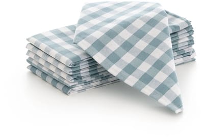 GAMUSI - Set van 6 Servetten Vichy Ruit - 45x45 cm - Katoen Polyester - Herbruikbare Dinerservetten - Horeca Kwaliteit - Zeewater Blauw