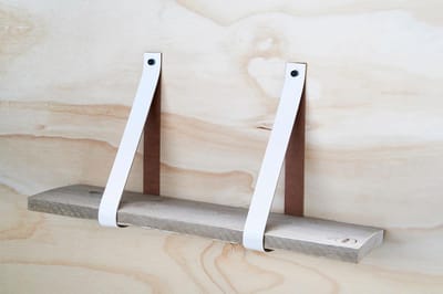 Leren Plankdragers Wit, Set van 2 stuks, 92 x 4 cm. incl bevestigingsmateriaal, exclusief plank