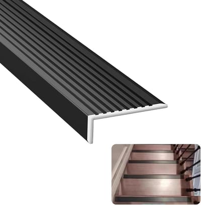 Traprandprofiel Aluminium - Trap Neusbeschermer - Trap Beschermen - Eenvoudig te Installeren - 140 cm - Zwart