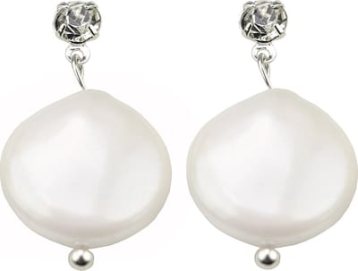 Zoetwater parel oorbellen Bling Colly Two - oorstekers - echte parels - wit - stras steentjes - sieraden zakje - parel oorbellen dames - parel oorknopjes