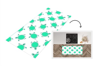 Keukenloper - Loper keuken - Patroon - Schildpad - Groen - 120x50 cm - Keukenloper vinyl
