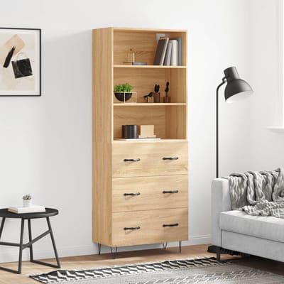 vidaXL - Hoge - kast - 69,5x34x180 - cm - bewerkt - hout - sonoma - eikenkleurig
