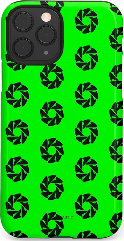Casetastic hoesje geschikt voor Apple iPhone 11 Pro - Dubbellaagse bescherming - Neon Groene Cirkels - Fashion Case - Groen Zwart