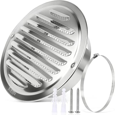 Ronde Ventilatie Rooster 150mm RVS met Insectenhor en Bevestigingsclip