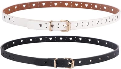 2 x Meisjes Faux Leather Riem met Metalen Gesp voor Kostuum Broeken en Jeans - Stijlvol en Duurzaam Accessoire