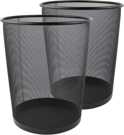 Prullenmand Kantoor - Afvalbak Metaal - Papier Afval - Lichtgewicht Robuust - 29x34 cm - Zwart